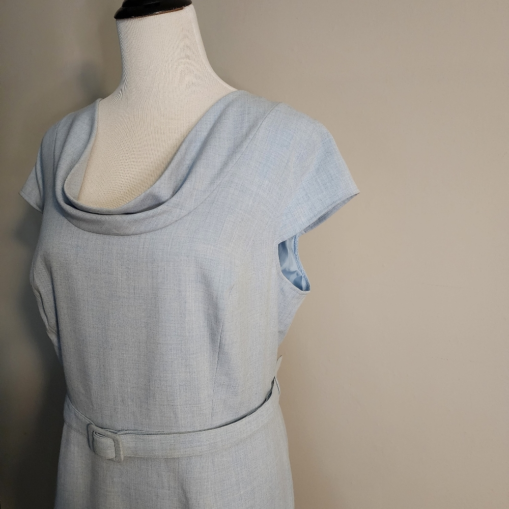 Calvin Klein Light Blue Midi Dress with Belt - Picture 3 of 10